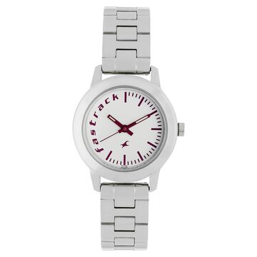 Fastrack Quartz Analog White Dial Stainless Steel Strap Watch for Girls