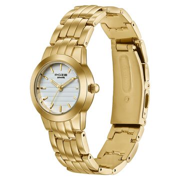 Poze Poze Quartz Analog Off White Dial Golden Metal Strap Watch For Women