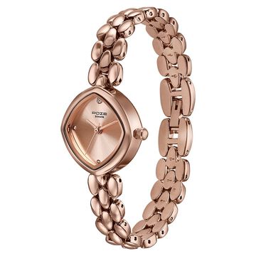 Poze Poze Quartz Analog Pink Dial Rose Gold Metal Strap Watch For Women