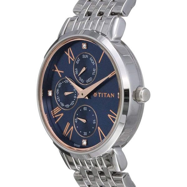Titan Workwear Blue Dial Women Watch With Stainless Steel Strap - image number 2