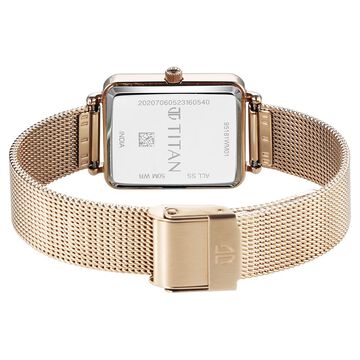 Titan Slimline Quartz Analog Mother Of Pearl Dial Rose Gold Stainless Steel Strap Watch for Women