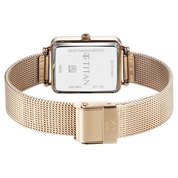 Titan Slimline Quartz Analog Mother Of Pearl Dial Rose Gold Stainless Steel Strap Watch for Women - image number 4