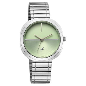 Fastrack 9 to Fine Analog with Green Dial Metal Strap Watch for Girls