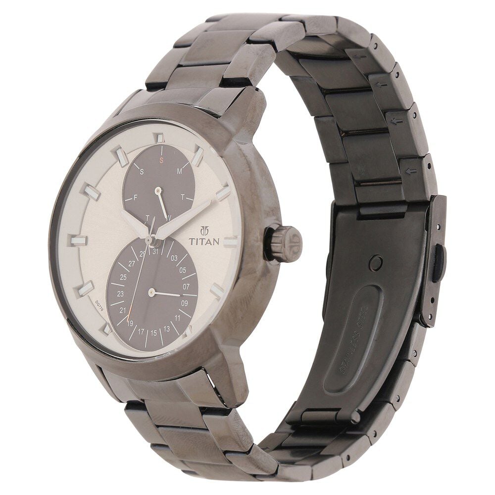 Buy Online Titan Quartz Multifunction Grey Dial Stainless Steel Strap watch for Men ns1756qm01 Titan