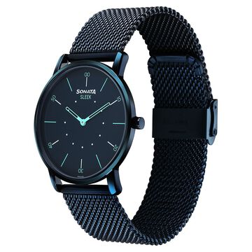 Sonata Sleek Quartz Analog Blue Dial Blue Stainless Steel Strap Watch For Men