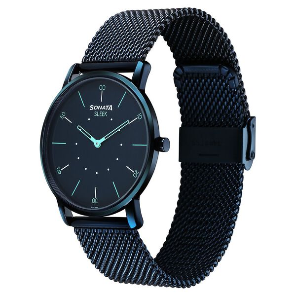 Sonata Sleek Quartz Analog Blue Dial Blue Stainless Steel Strap Watch For Men - image number 2