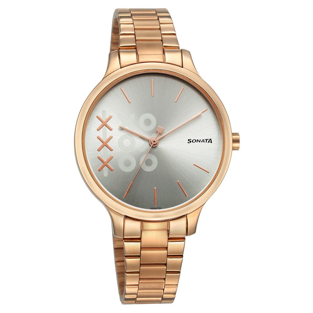 Sonata rose gold discount watches for ladies
