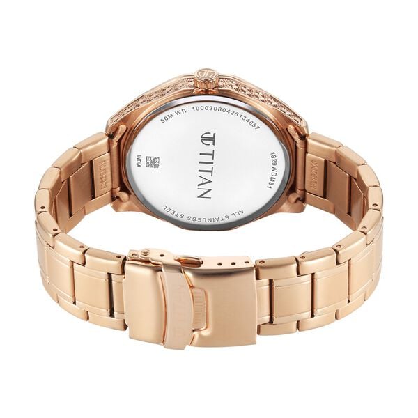 Titan Regalia Opulent Offset Second Hand Rose Gold Dial And Strap Watch For Men - image number 4