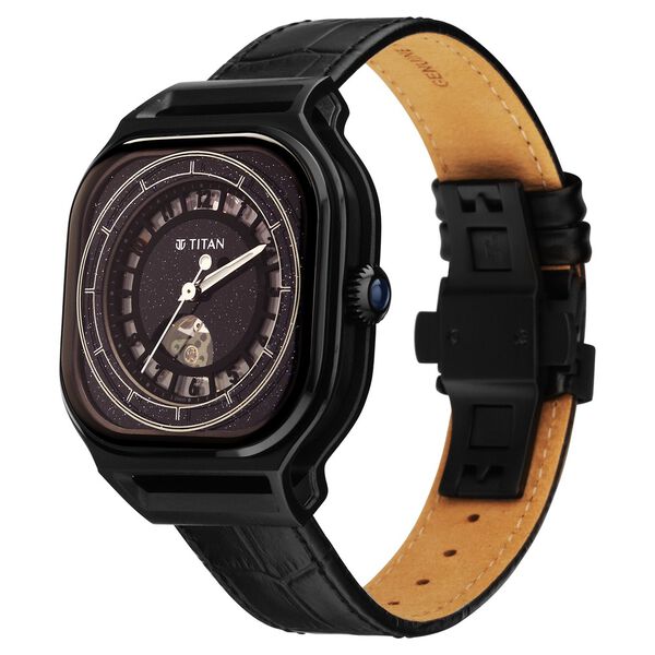 Titan Stellar Automatic Aventurine Dial Leather Strap Watch for Men - image number 3