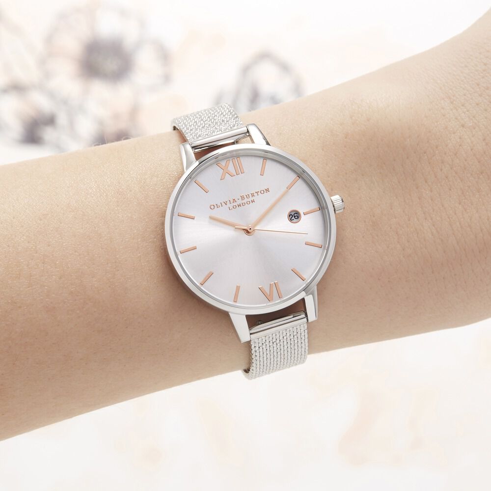 Silver olivia burton best sale watch
