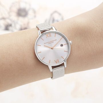 Olivia Burton Quartz Analog Silver Dial Stainless Steel Strap Watch for Women