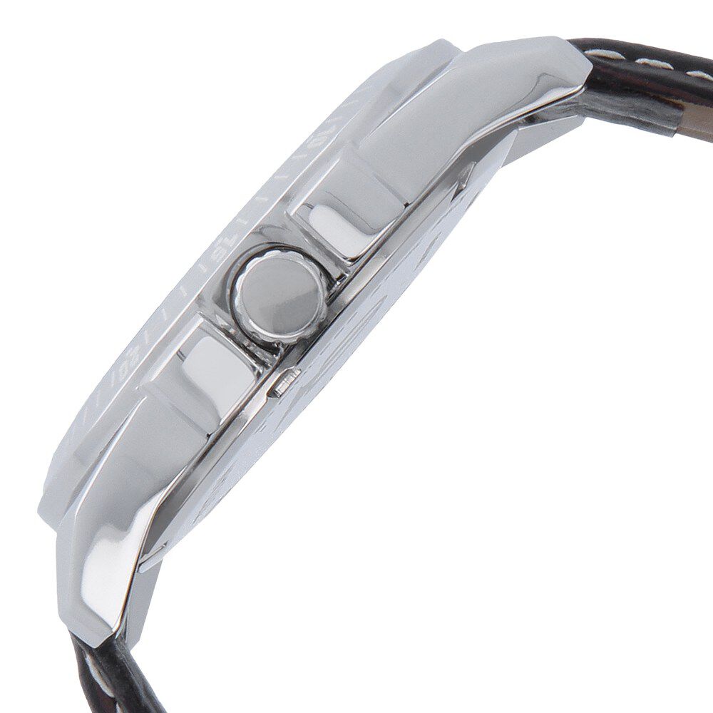 Buy Online Titan Quartz Analog with Day and Date Silver Dial Leather Strap Watch for Men nj1587sl03 Titan