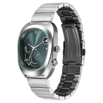 Fastrack UFO Quartz Multifunction Green Dial Silver Stainless Steel Strap Watch For Guys