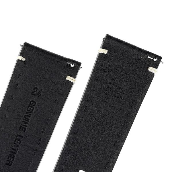 24 mm Black Genuine Leather Straps for Men - image number 4