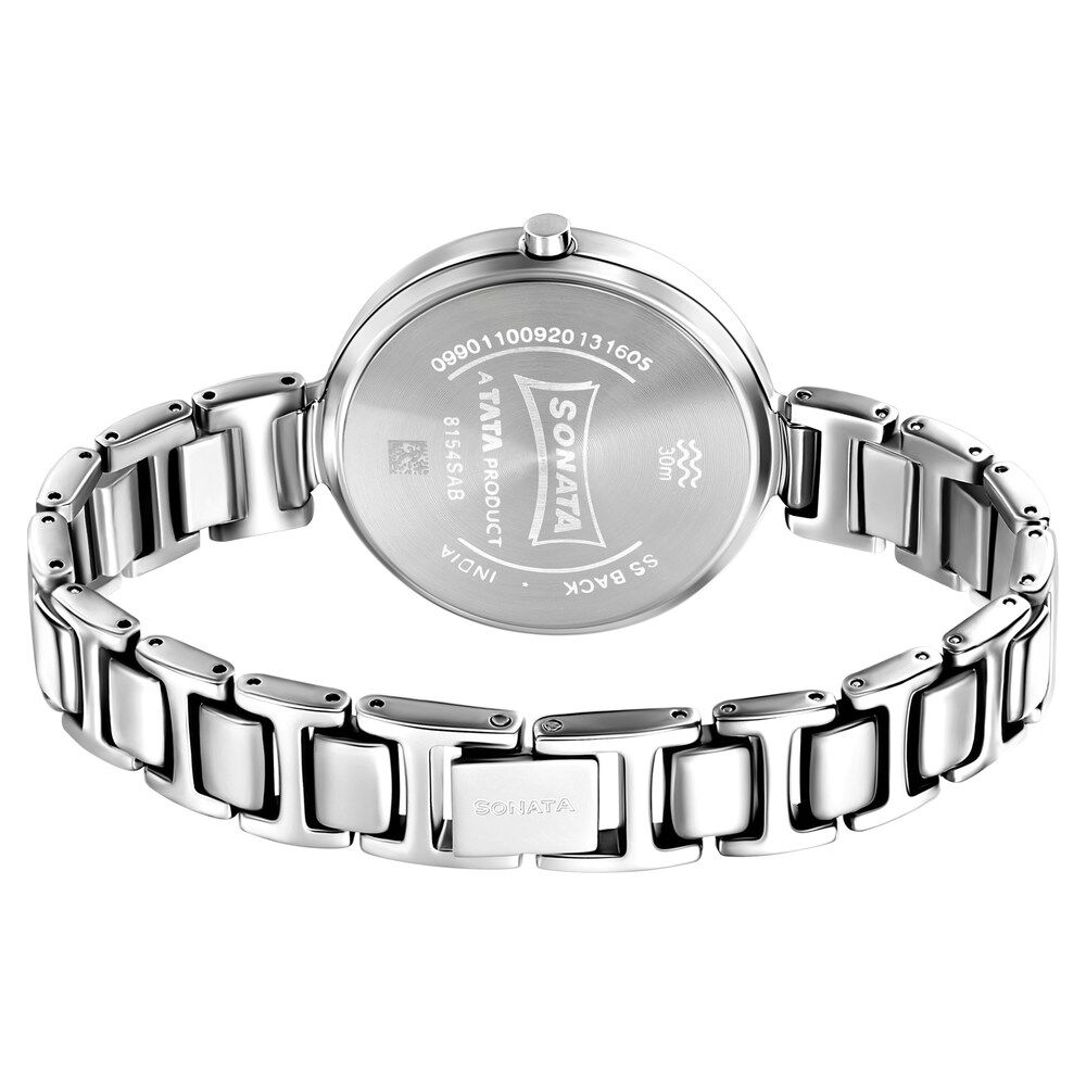 Buy Online Sonata Workwear Pink Dial Women Watch With Metal Strap 8154sm05 Titan