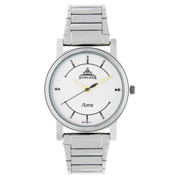 Sonata Quartz Analog White Dial Stainless Steel Strap Watch for Men - image number 0
