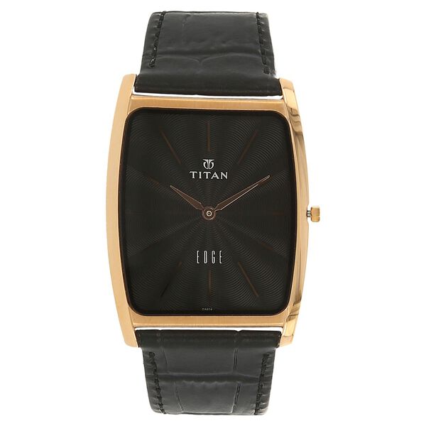 Titan Edge Quartz Analog Black Dial Black Leather Strap Watch For Men - image number 0