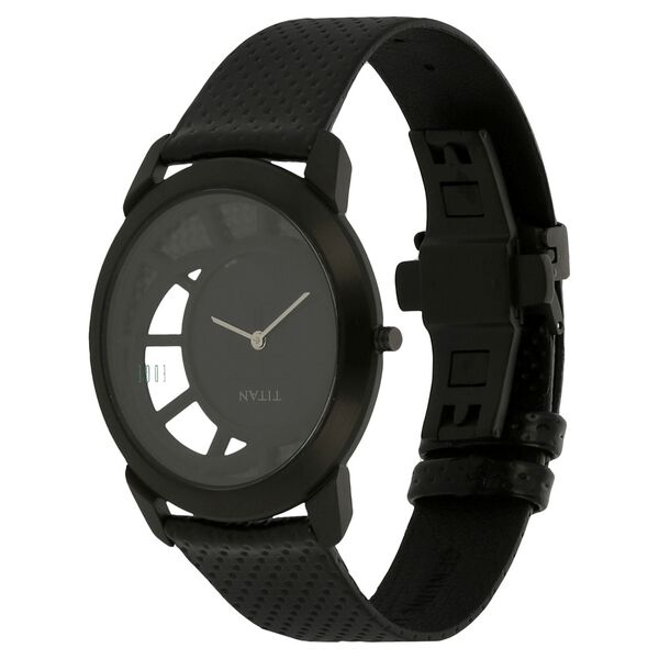 Titan Quartz Analog Black Dial Leather Strap Watch for Men - image number 1