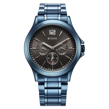Titan Neo Splash Anthracite Dial Quartz Multifunction Stainless Steel Strap Watch for Men