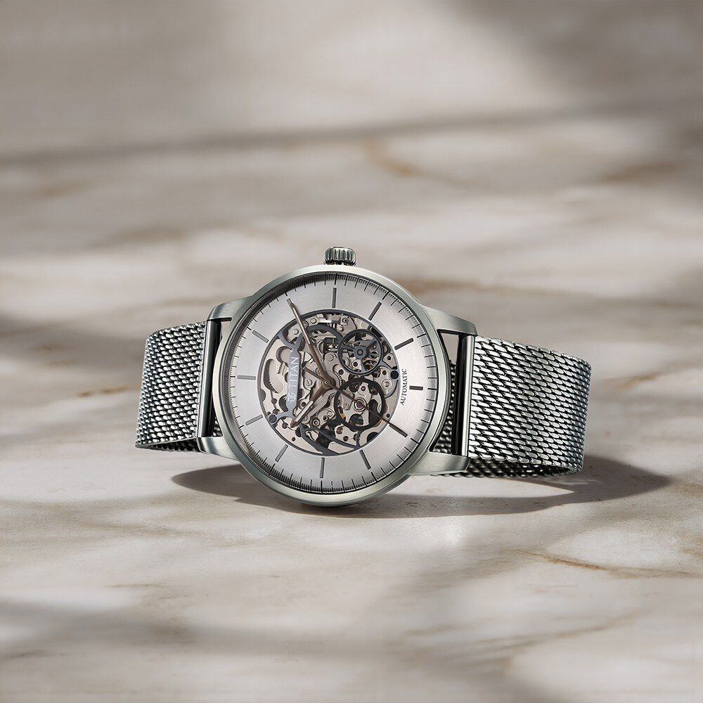 Titan Automatic Color Upgrade Silver Dial Grey Stainless Steel Strap Watch For Men-image-1