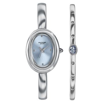 Poze Poze Quartz Analog Blue Dial Silver Metal Strap Watch For Women