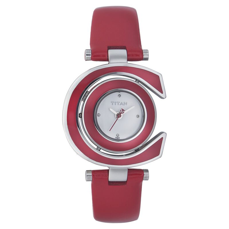 Titan Quartz Analog White Dial Watch for Women