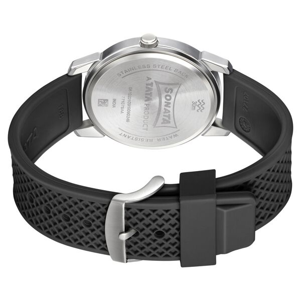 Sonata Smart Plaid Quartz Analog Black Dial TPU Strap Watch for Men - image number 3