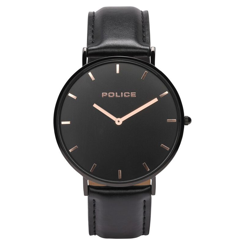 Police Quartz Analog Black Dial Leather Strap Watch for Men
