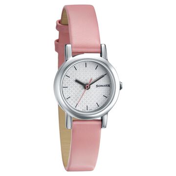 Sonata Splash White Dial Women Watch With Leather Strap