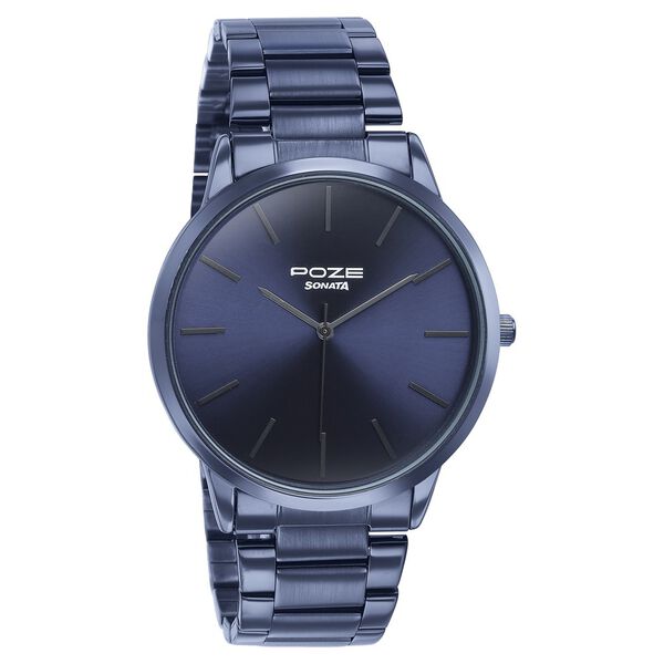 Sonata Poze Quartz Analog Blue Dial Blue Color Stainless Steel Strap Watch For Men - image number 2