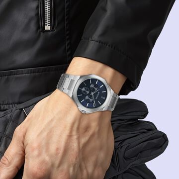 Titan Classic Slim Multifunction Quartz Multifunction Blue Dial Stainless Steel Strap Watch For Men