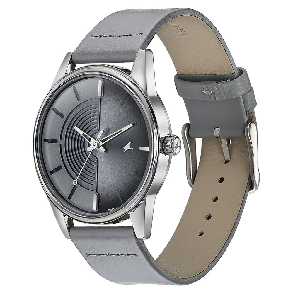 Buy Online Fastrack Stunners Quartz Analog Grey Dial Leather Strap Watch for Guys 3305sl02 Titan