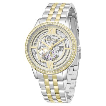 Kenneth Cole Automatic Automatic Golden Dial Two Toned Stainless Steel Strap Watch For Women