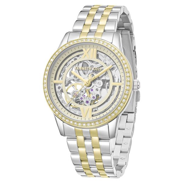 Kenneth Cole Automatic Automatic Golden Dial Two Toned Stainless Steel Strap Watch For Women - image number 1