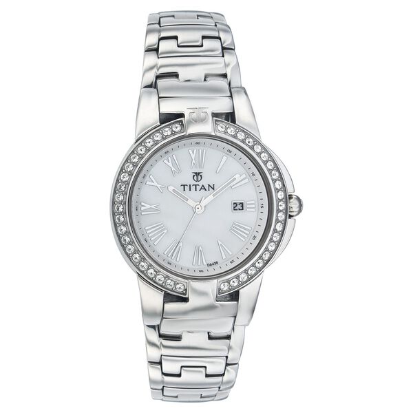 Titan Quartz Analog with Date Mother Of Pearl Dial Watch for Women - image number 0