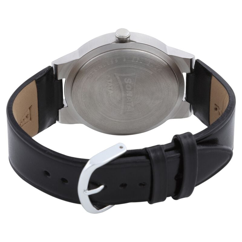 Sonata Quartz Analog Anthracite Dial Leather Strap Watch for Men - image number 3