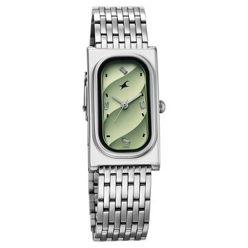 Fastrack Gelato silver analog bracelet watch with Matcha Green dial for Girls