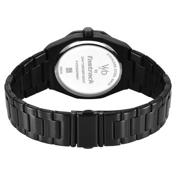 Vyb Challenger By Fastrack Quartz Analog Black Dial Black Stainless Steel Strap Watch For Guys