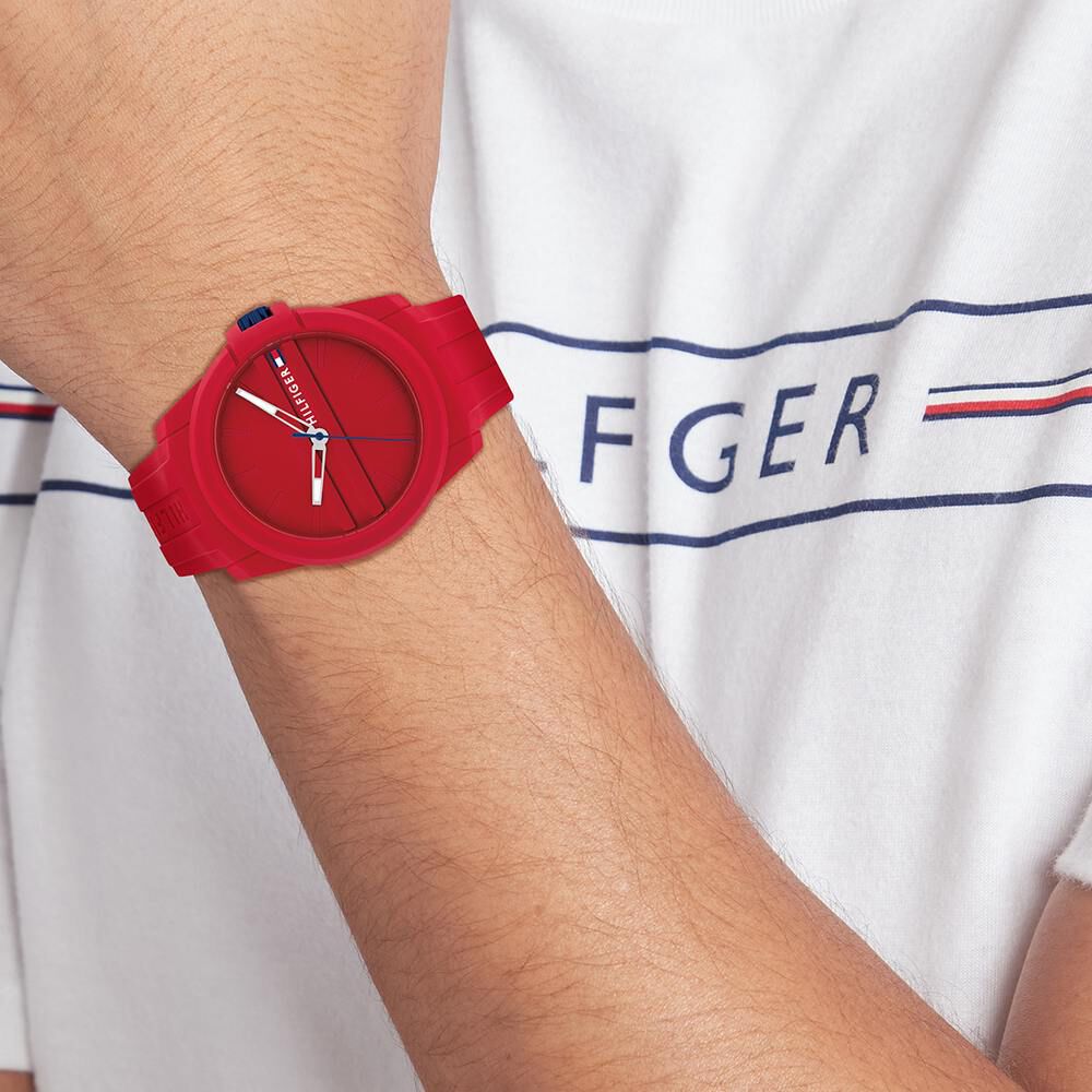 Tommy Hilfiger Quartz Analog Red Silicone Strap for Men