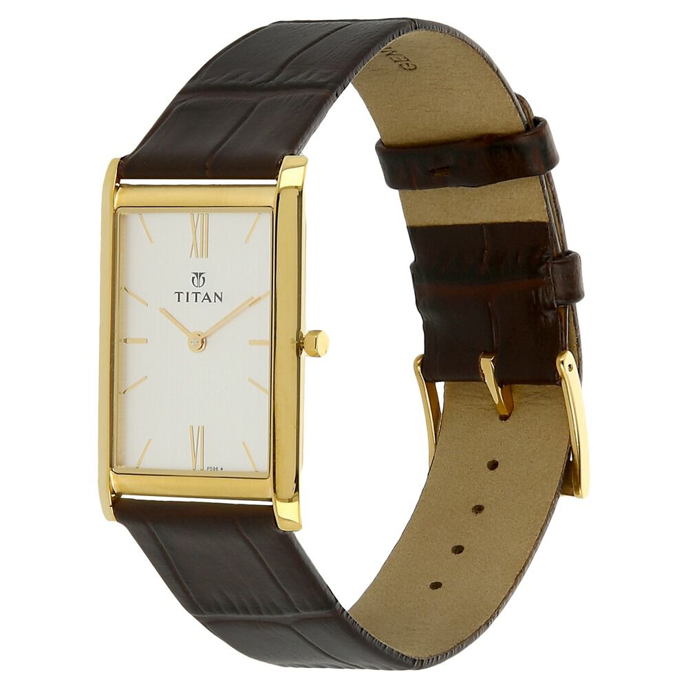 Titan Quartz Analog Silver Dial Leather Strap Watch for Men