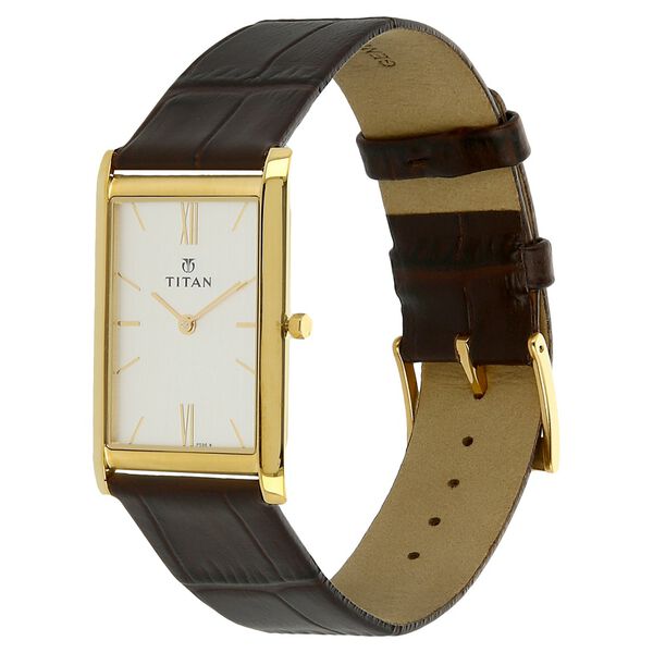 Titan Quartz Analog Silver Dial Leather Strap Watch for Men - image number 1