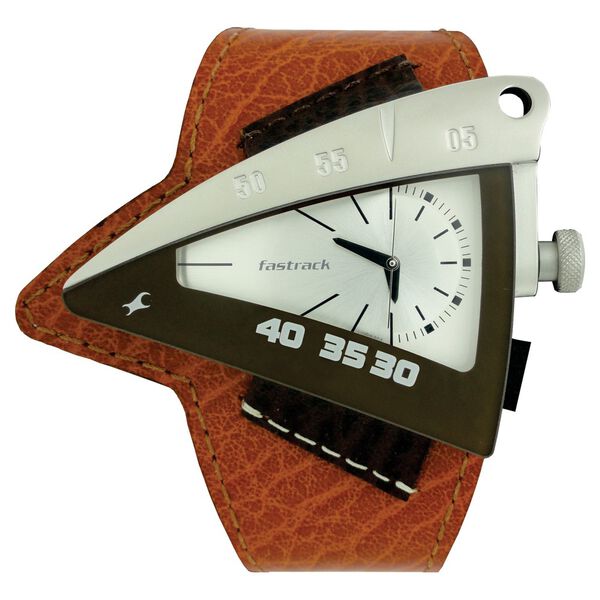 Fastrack Quartz Analog Silver Dial Leather Strap Watch for Guys - image number 0