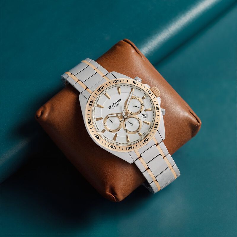 Titan Octane White Dial Chrono Stainless Strap watch for Men