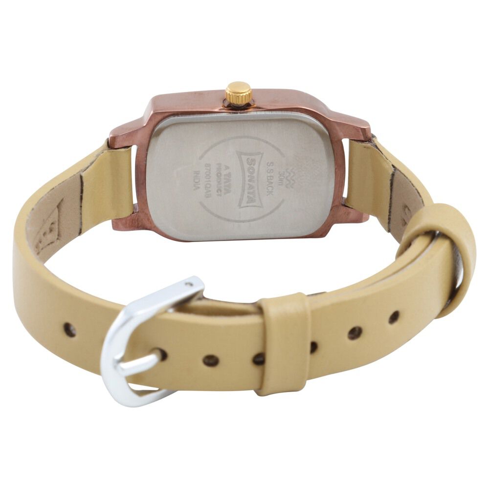 Buy Online Sonata Quartz Analog Pink Dial Leather Strap Watch for