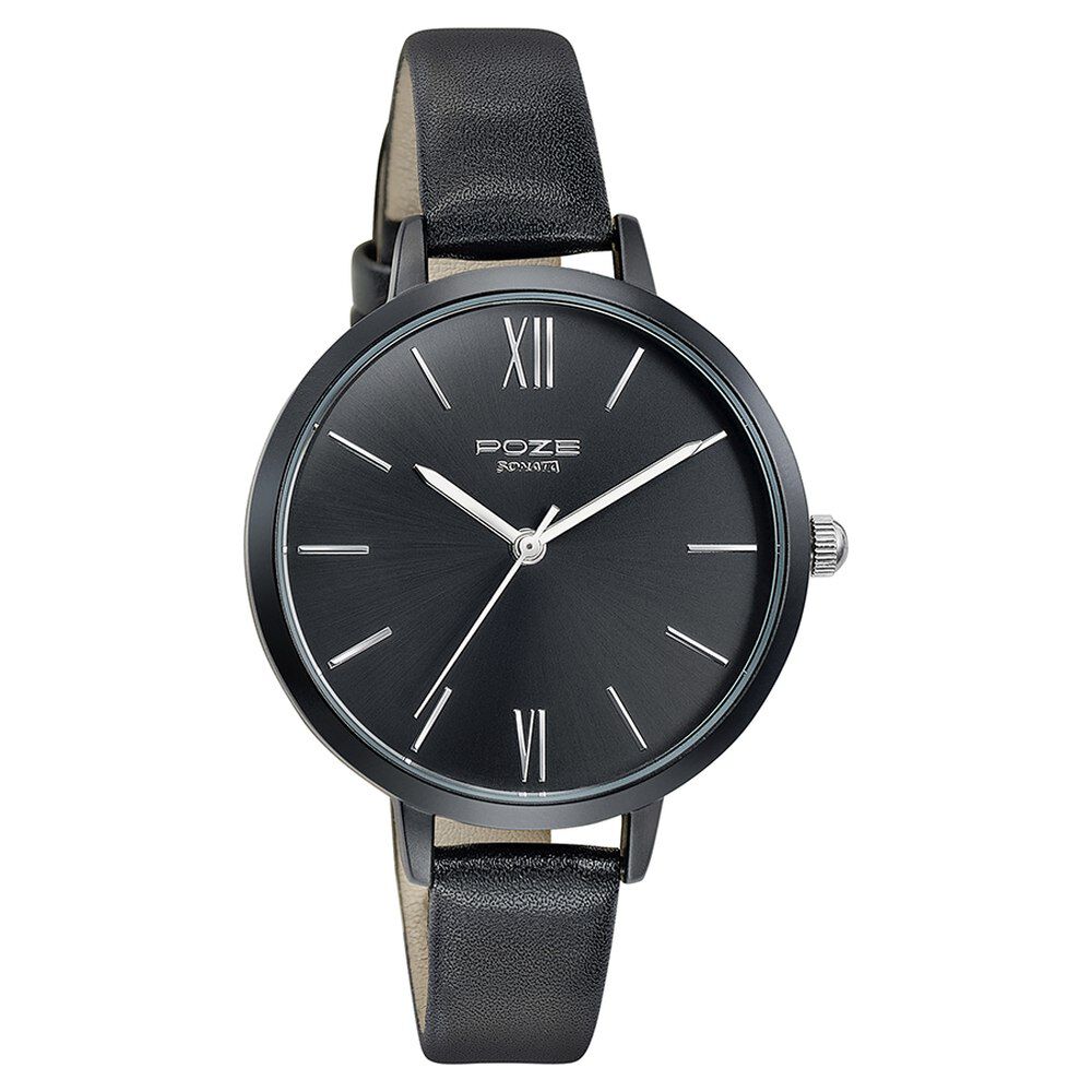 Buy Online Sonata Poze Quartz Analog Black Dial Leather Strap Watch for Women sp80075kl04w Titan