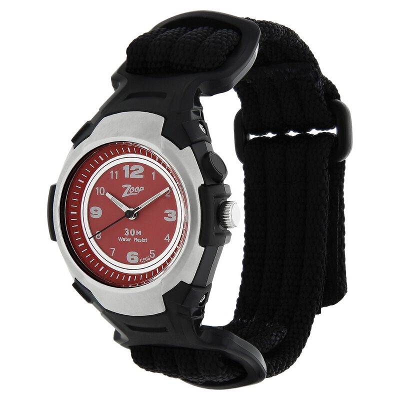 Buy Online Zoop By Titan Quartz Analog Red Dial Fabric Strap Watch for