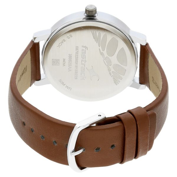 Fastrack Fundamentals Quartz Analog White Dial Leather Strap Watch for Guys - image number 4