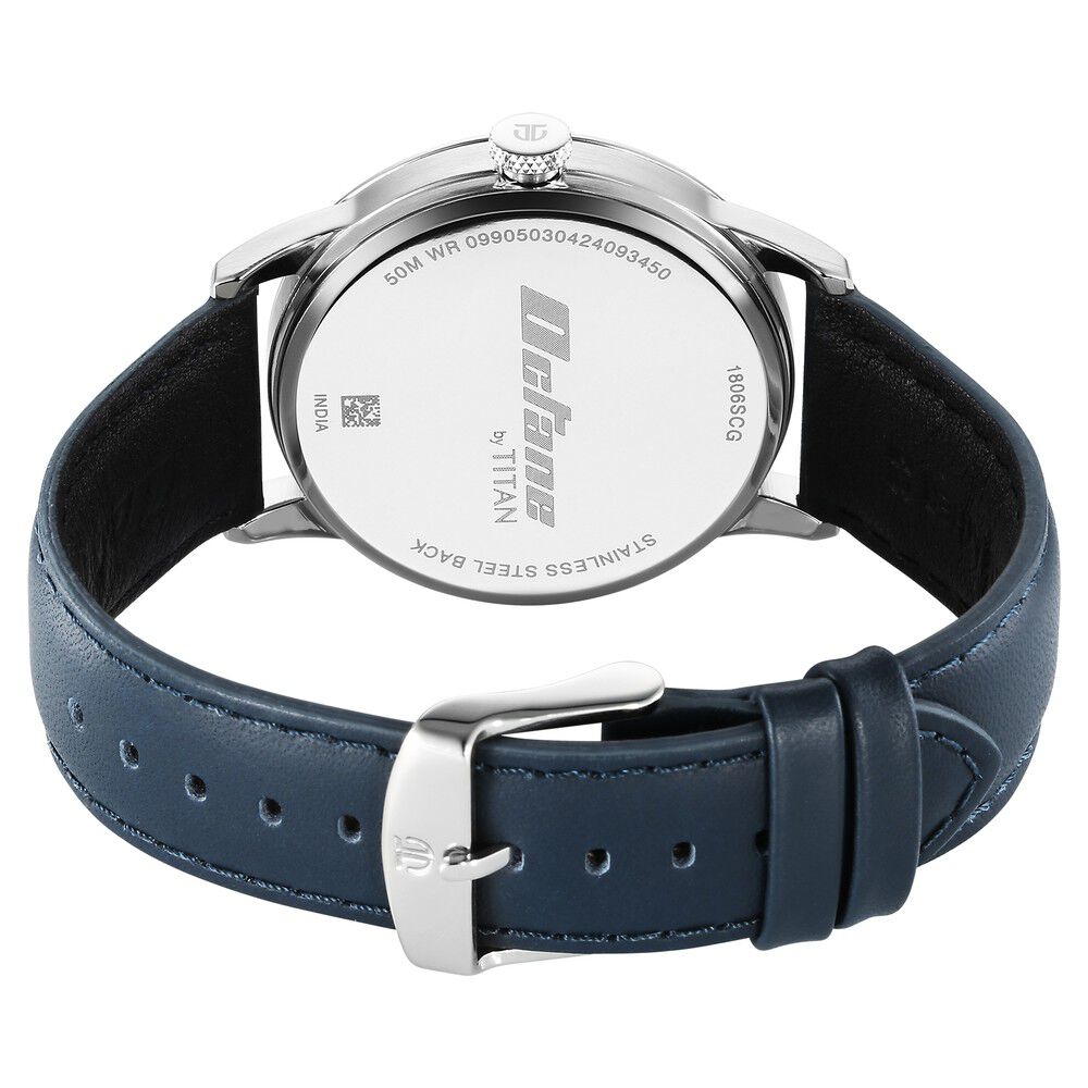 Buy Online Titan Octane Quartz Analog with Date Blue Dial With Blue Leather Strap Watch For Men 1806sl14 p Titan