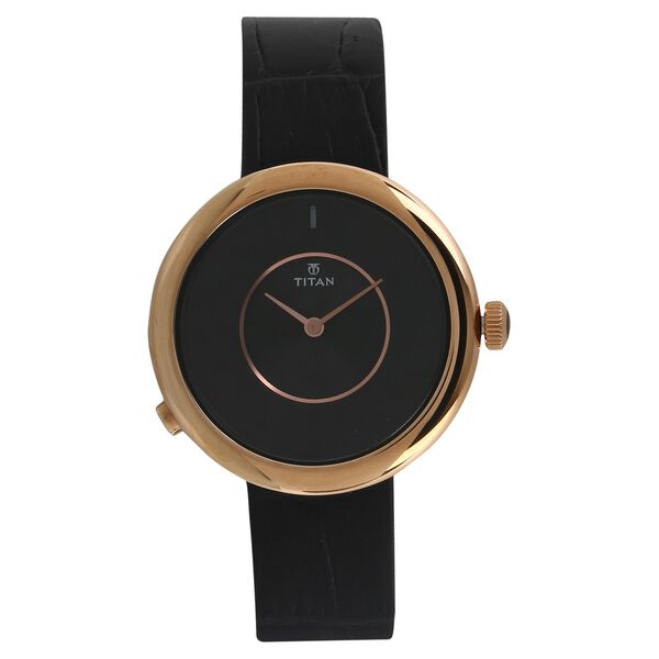 Titan We Black Dial Women Watch With Leather Strap - image number 0