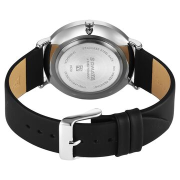 Sonata Ascent Quartz Analog Black Dial Leather Strap Watch For Men
